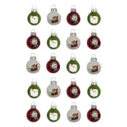 Home Accents Holiday 1 In. Round-Santa Snowman And Sleigh Ornament (20-Count)