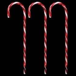 Home Accents Holiday 27 In. Lighted Candy Canes (Set Of 3)