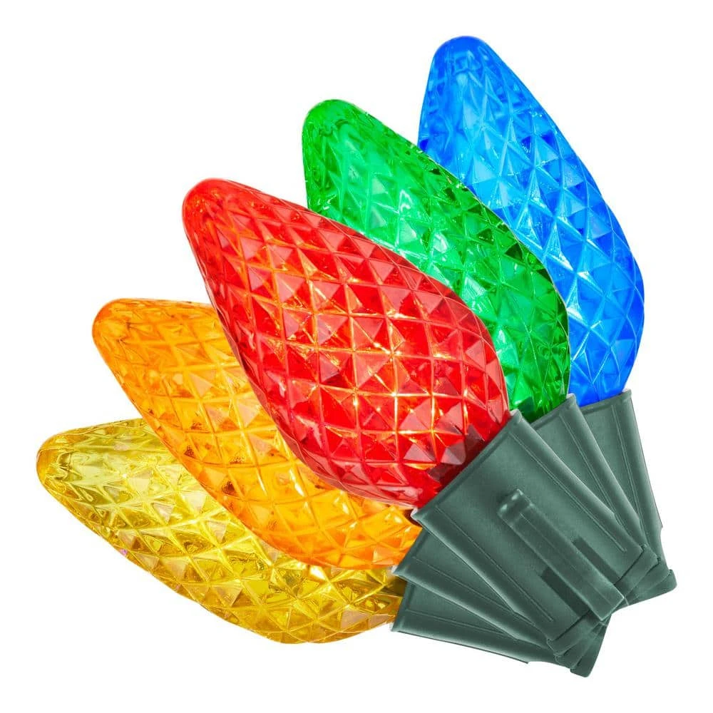 Home Accents Holiday 100 Count Multi-Colored Faceted Steady Lit Super-Bright C9 LED Lights 1 Home Accents Holiday 100 Count Multi-Colored Faceted Steady Lit Super-Bright C9 LED Lights