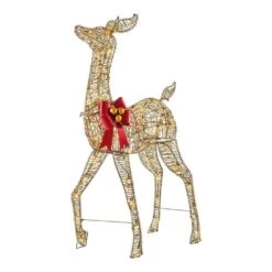 Home Accents Holiday 4 Ft. Polar Wishes LED Golden Doe Holiday Yard Decoration Y41