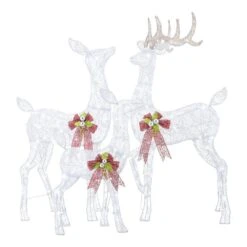 Home Accents Holiday 3-Piece Fantasleigh Outdoor Christmas Deer Family With LED Cool White Lights