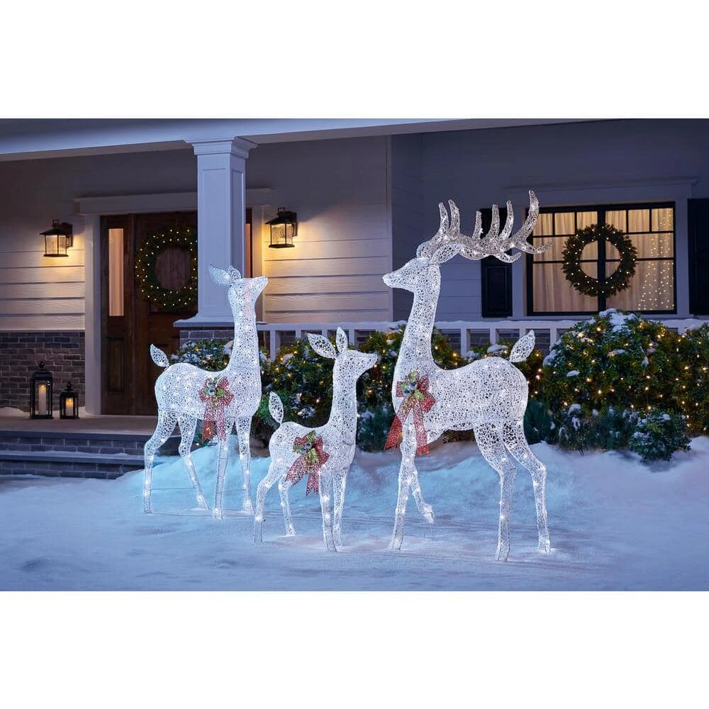 Home Accents Holiday 3-Piece Fantasleigh Outdoor Christmas Deer Family With LED Cool White Lights 2 Home Accents Holiday 3-Piece Fantasleigh Outdoor Christmas Deer Family With LED Cool White Lights - Image 2
