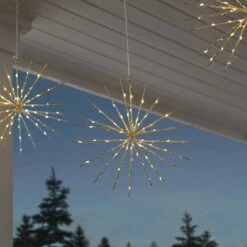 Home Accents Holiday 12 In. Battery Operated Twinkling LED Hanging Starburst Lights With Timer (3-Pack) -Northlight Shop home accents holiday icicle lights 24gu10001 a0 1000