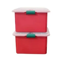 Red, Green And Clear String Light Plastic Storage Box With 4 Green Light Cord Wraps (Set Of 2) -Northlight Shop homz christmas light storage 7875rbglec 02 44 1000