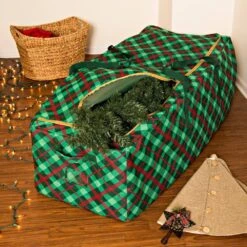 Green Rolling Artificial Tree Storage Bag For Trees Up To 10 Ft. Tall -Northlight Shop honey can do christmas tree storage sft 09556 31 1000