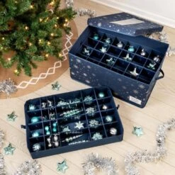 12 In. H Navy Blue Polyester Deluxe Ornament Storage Box (72 Ornaments) 13 12 In. H Navy Blue Polyester Deluxe Ornament Storage Box (72 Ornaments) -Northlight Shop honey can do decoration storage sft 09555 31 1000