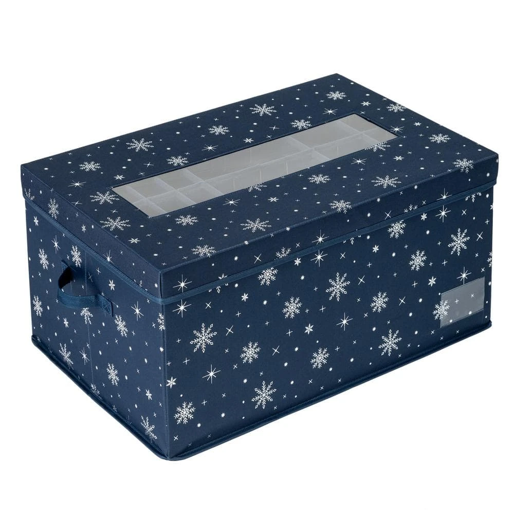 12 In. H Navy Blue Polyester Deluxe Ornament Storage Box (72 Ornaments) 1 12 In. H Navy Blue Polyester Deluxe Ornament Storage Box (72 Ornaments)