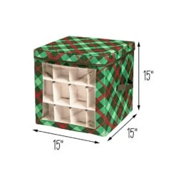 15 In. H Red And Green Plaid Polyester Holiday Ornament Storage Box (48-Ornaments) -Northlight Shop honey can do decoration storage sft 09557 4f 1000