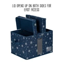 12 In. H Navy Blue And Silver Snowflake Foil Polyester Holiday Decorations Storage Box -Northlight Shop honey can do decoration storage sft 09558 44 1000