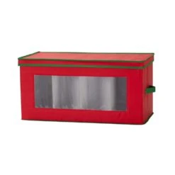 Red Canvas Holiday Collectibles Storage Box