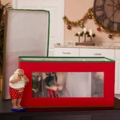 Red Canvas Holiday Collectibles Storage Box -Northlight Shop household essentials decoration storage 554red c3 1000