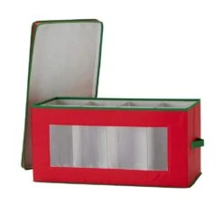 Red Canvas Holiday Collectibles Storage Box -Northlight Shop household essentials decoration storage 554red fa 1000