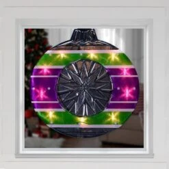 Impact 15.5 In. Lighted Shimmering Purple Green White And Silver Ornament Christmas Window Silhouette Decoration -Northlight Shop impact christmas window decorations 31421991 31 1000