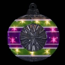 Impact 15.5 In. Lighted Shimmering Purple Green White And Silver Ornament Christmas Window Silhouette Decoration