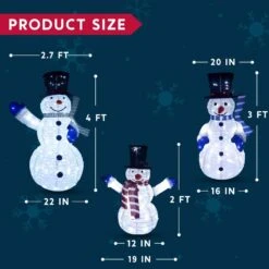 4ft Multicolor Metal And Fabric Christmas Collapsible Snowman Yard Lights (Set Of 3), Holiday Seasonal Decor -Northlight Shop joiedomi christmas yard decorations 30700 44 1000