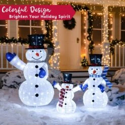 4ft Multicolor Metal And Fabric Christmas Collapsible Snowman Yard Lights (Set Of 3), Holiday Seasonal Decor -Northlight Shop joiedomi christmas yard decorations 30700 4f 1000