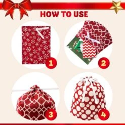 6 Pieces Fabric Gift Bags Red Elegant Color With 3 Sizes For Each Season, Holiday Present Giving -Northlight Shop joyfy christmas gift bags 11087 b 4f 1000