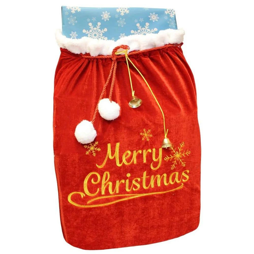 Christmas Large Gift Bags 31 X 27 In. W/ Cord Drawstring, Red Santa Sack For Indoor Xmas Give Decoration, Large Velvet 2 Christmas Large Gift Bags 31 X 27 In. W/ Cord Drawstring, Red Santa Sack For Indoor Xmas Give Decoration, Large Velvet - Image 2
