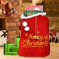 Christmas Large Gift Bags 31 X 27 In. W/ Cord Drawstring, Red Santa Sack For Indoor Xmas Give Decoration, Large Velvet 11 Christmas Large Gift Bags 31 X 27 In. W/ Cord Drawstring, Red Santa Sack For Indoor Xmas Give Decoration, Large Velvet -Northlight Shop joyfy christmas gift bags 11089 b fa 1000
