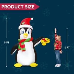 5 Ft. Tall X 2 Ft. W Black, White, Red And Green Christmas Penguin Inflatable -Northlight Shop joyfy christmas inflatables 30077 31 1000