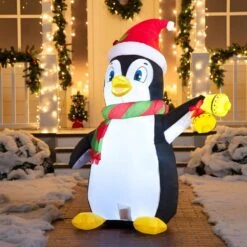 5 Ft. Tall X 2 Ft. W Black, White, Red And Green Christmas Penguin Inflatable -Northlight Shop joyfy christmas inflatables 30077 66 1000