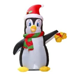 5 Ft. Tall X 2 Ft. W Black, White, Red And Green Christmas Penguin Inflatable -Northlight Shop joyfy christmas inflatables 30077 c3 1000
