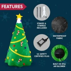 8 Ft. Christmas Inflatable Tree Decoration Lighted Giant Christmas Tree W/ Build-in Projection Blow Up Self-Inflatables -Northlight Shop joyfy christmas inflatables 30090 b 1f 1000