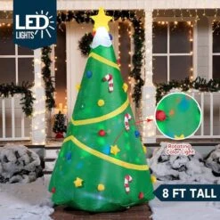 8 Ft. Christmas Inflatable Tree Decoration Lighted Giant Christmas Tree W/ Build-in Projection Blow Up Self-Inflatables -Northlight Shop joyfy christmas inflatables 30090 b 76 1000
