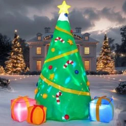 8 Ft. Christmas Inflatable Tree Decoration Lighted Giant Christmas Tree W/ Build-in Projection Blow Up Self-Inflatables -Northlight Shop joyfy christmas inflatables 30090 b c3 1000
