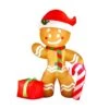 8 Ft. Christmas Inflatable Gingerbread Man With Candy Cane, Blow Up Inflatable Yard Decoration With Build-in LEDs -Northlight Shop joyfy christmas inflatables 30106 b 64 1000
