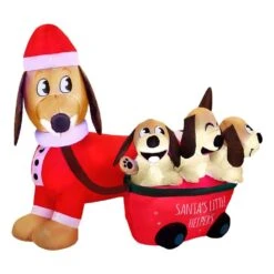 3.25 Ft H And 6.25 Ft W Long Christmas Puppy Inflatable With Built-in LEDs,Self-Inflatable For Dachshund Yard Decoration