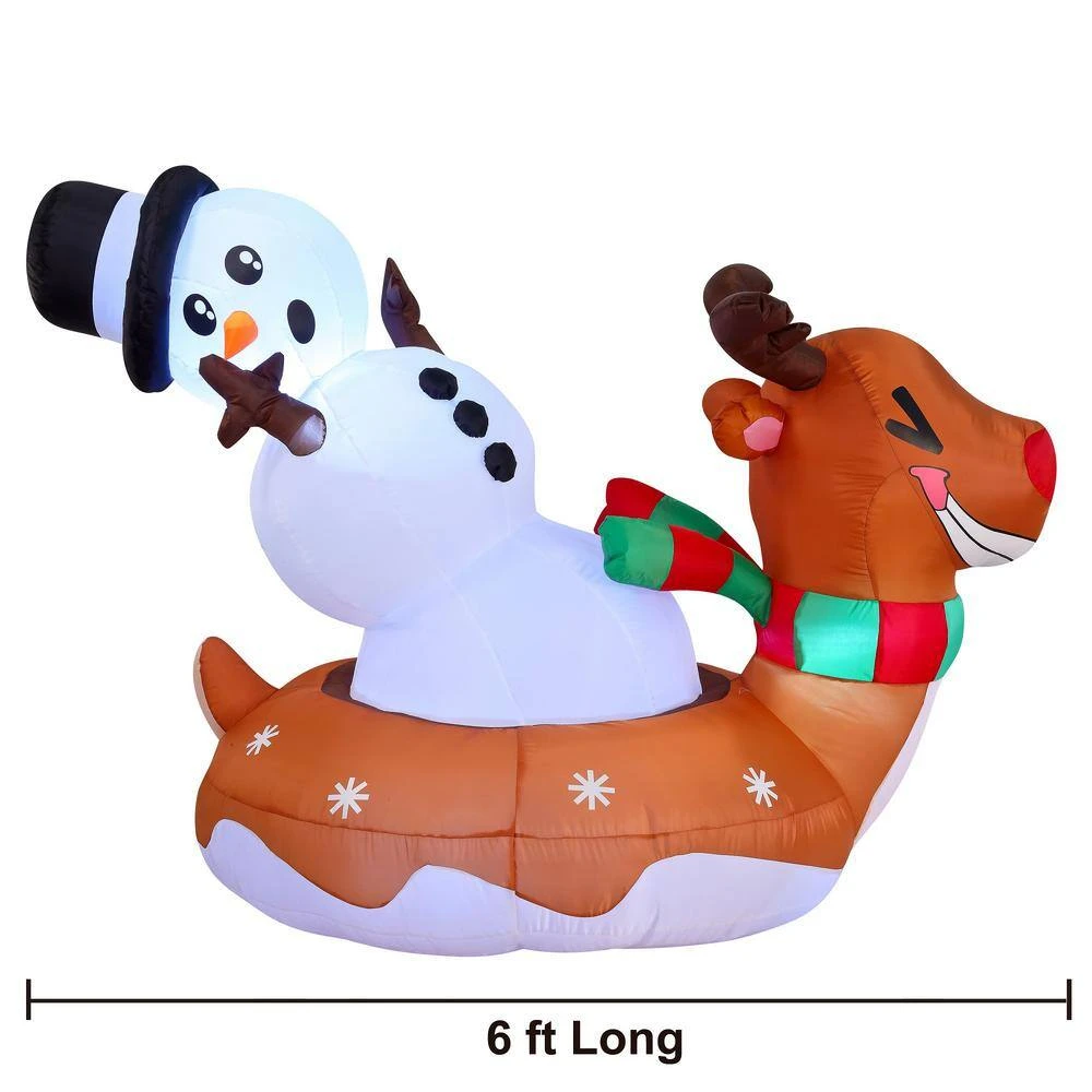 2.5 Ft. W X 4 Ft. H Multi-Color Polyester Reindeer Snow Tubing Inflatable Decoration W/Build-in LED Lights 7 2.5 Ft. W X 4 Ft. H Multi-Color Polyester Reindeer Snow Tubing Inflatable Decoration W/Build-in LED Lights - Image 7