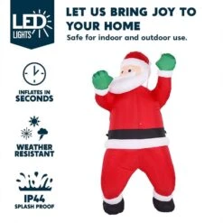 5.5 Ft. Tall Christmas Inflatable Hanging Santa With Gift Bag Decorations, Blow Up Climbing Santa With Built-in LED -Northlight Shop joyfy christmas inflatables 31704 b 1f 1000