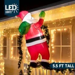 5.5 Ft. Tall Christmas Inflatable Hanging Santa With Gift Bag Decorations, Blow Up Climbing Santa With Built-in LED -Northlight Shop joyfy christmas inflatables 31704 b 4f 1000