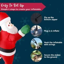 5.5 Ft. Tall Christmas Inflatable Hanging Santa With Gift Bag Decorations, Blow Up Climbing Santa With Built-in LED -Northlight Shop joyfy christmas inflatables 31704 b fa 1000