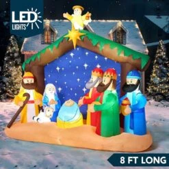 8 FT Long Christmas Inflatables Nativity Scene, Christmas Blow Up Nativity Set With Build-in LEDs -Northlight Shop joyfy christmas inflatables 32160 b 1f 1000