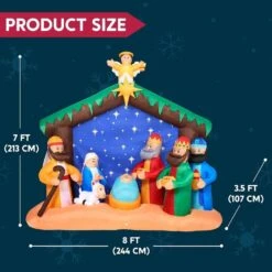 8 FT Long Christmas Inflatables Nativity Scene, Christmas Blow Up Nativity Set With Build-in LEDs -Northlight Shop joyfy christmas inflatables 32160 b 44 1000