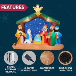 8 FT Long Christmas Inflatables Nativity Scene, Christmas Blow Up Nativity Set With Build-in LEDs -Northlight Shop joyfy christmas inflatables 32160 b 4f 1000