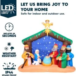 8 FT Long Christmas Inflatables Nativity Scene, Christmas Blow Up Nativity Set With Build-in LEDs -Northlight Shop joyfy christmas inflatables 32160 b fa 1000