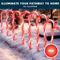 12 Piece Christmas Candy Cane Christmas Pathway Lights, 12 In. Christmas Stakes Lights -Northlight Shop joyfy christmas pathway lights 30091 b 1f 1000