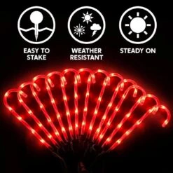 12 Piece Christmas Candy Cane Christmas Pathway Lights, 12 In. Christmas Stakes Lights -Northlight Shop joyfy christmas pathway lights 30091 b 4f 1000