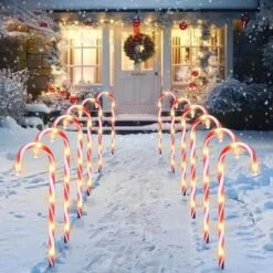 12 Piece Candy Cane Christmas Pathway Lights, 12 In. Christmas Stakes Lights -Northlight Shop joyfy christmas pathway lights 30327 b 1f 1000