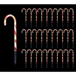 12 Piece Candy Cane Christmas Pathway Lights, 12 In. Christmas Stakes Lights