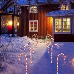12 Piece Candy Cane Christmas Pathway Lights, 12 In. Christmas Stakes Lights -Northlight Shop joyfy christmas pathway lights 30327 b fa 1000