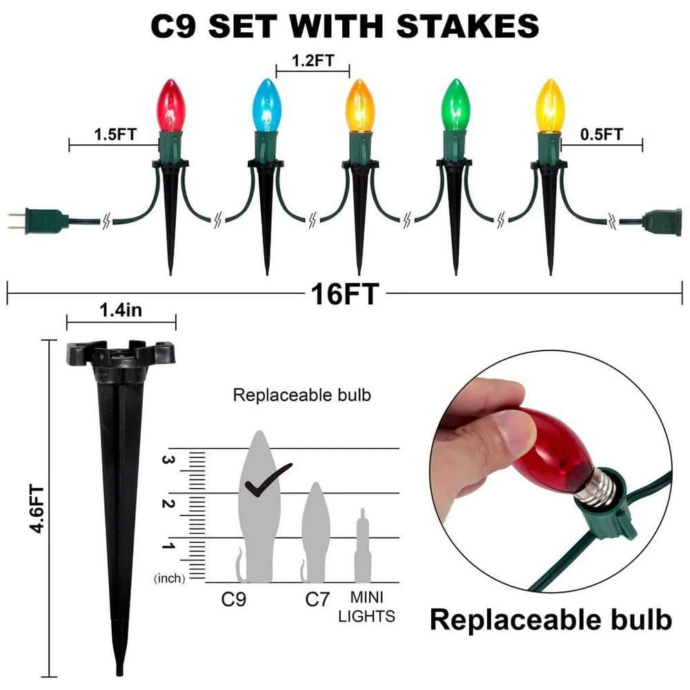 Christmas Pathway Lights, 30.75 Ft. 24 Bulbs/Icicle Outdoor Christmas Decorations Lights Warm White 3 Christmas Pathway Lights, 30.75 Ft. 24 Bulbs/Icicle Outdoor Christmas Decorations Lights Warm White - Image 3