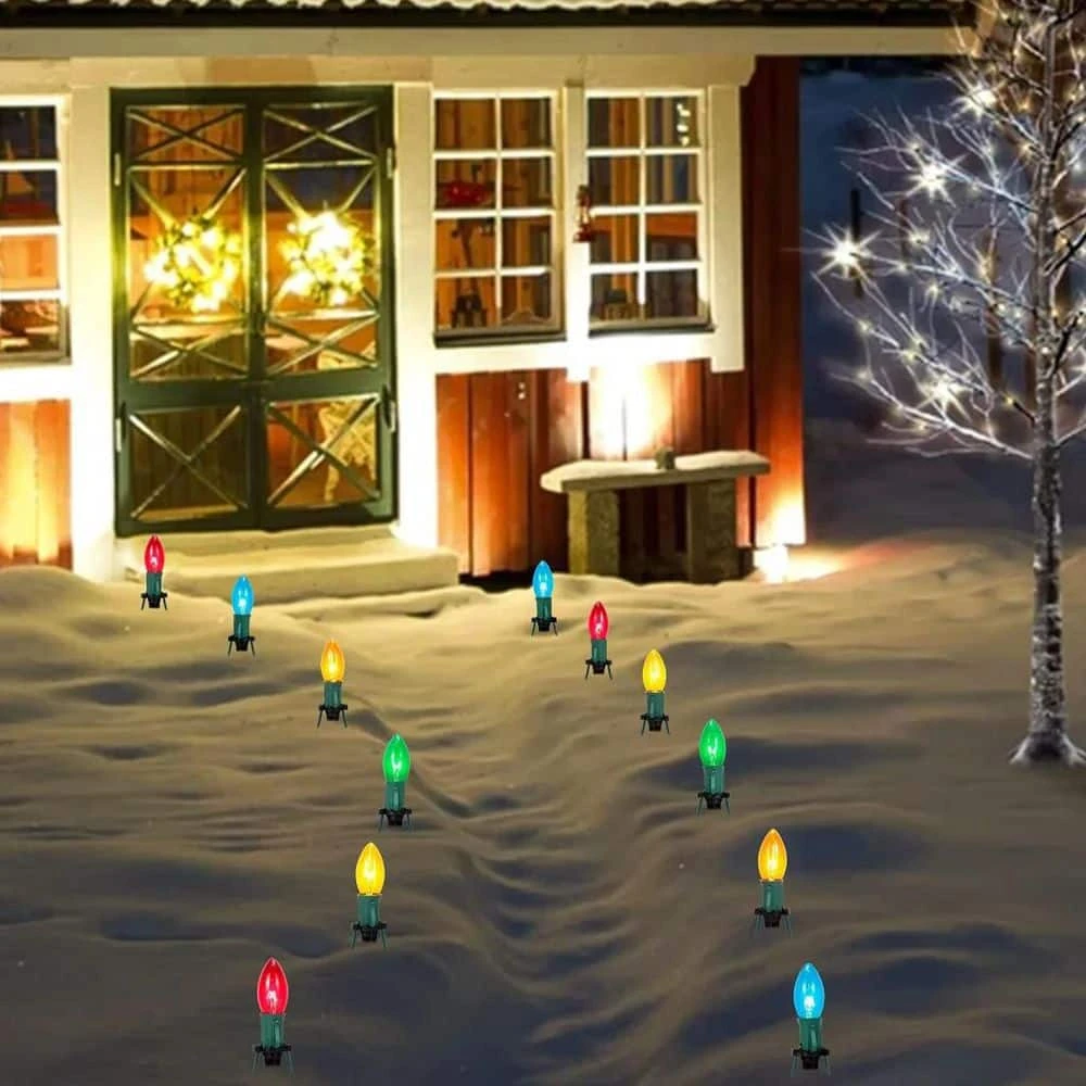 Christmas Pathway Lights, 30.75 Ft. 24 Bulbs/Icicle Outdoor Christmas Decorations Lights Warm White 7 Christmas Pathway Lights, 30.75 Ft. 24 Bulbs/Icicle Outdoor Christmas Decorations Lights Warm White - Image 7