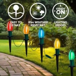 Christmas Pathway Lights, 30.75 Ft. 24 Bulbs Outdoor Christmas Decorations Lights Multicolor -Northlight Shop joyfy christmas pathway lights 31420 b 76 1000
