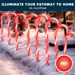 17 In. Christmas Candy Cane Lights, Christmas Pathway Lights With 72 Red, 12 Packs Candy Christmas Lights Candy Cane -Northlight Shop joyfy christmas pathway lights 32134 b 4f 1000