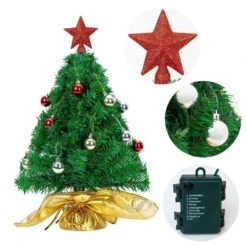 Syncfun 23 In. Tabletop Christmas Tree With Battery-Operated LED String Lights And Ornaments -Northlight Shop joyfy christmas tabletop trees 30082 66 1000