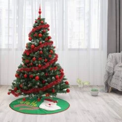 Syncfun 48 In. Green Christmas Tree Skirt With 3D Santa Design -Northlight Shop joyfy christmas tree skirts 30104 44 1000